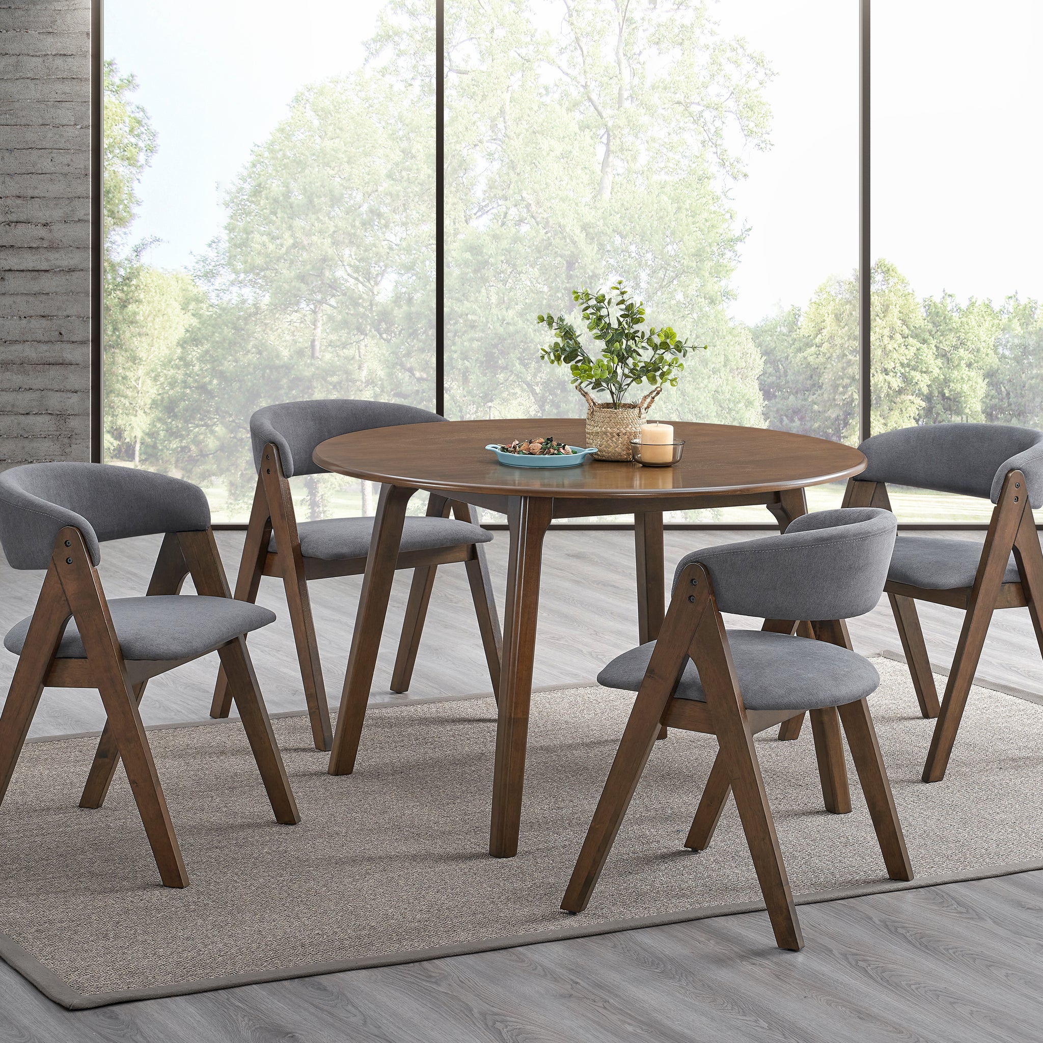 Keiki Round Dining Table, Walnut Finish Dn02915 Walnut Wood