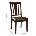 Wooden Side Chair With Slatted Back, Set Of 2, Espresso Brown Brown Solid Wood