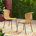 Boho Chair Set Of 2 Light Brown Rattan