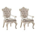 Rose Gold And Pearl White Tufted Arm Chair Set Of 2 Beige Primary Living Space Poplar Wood Fabric