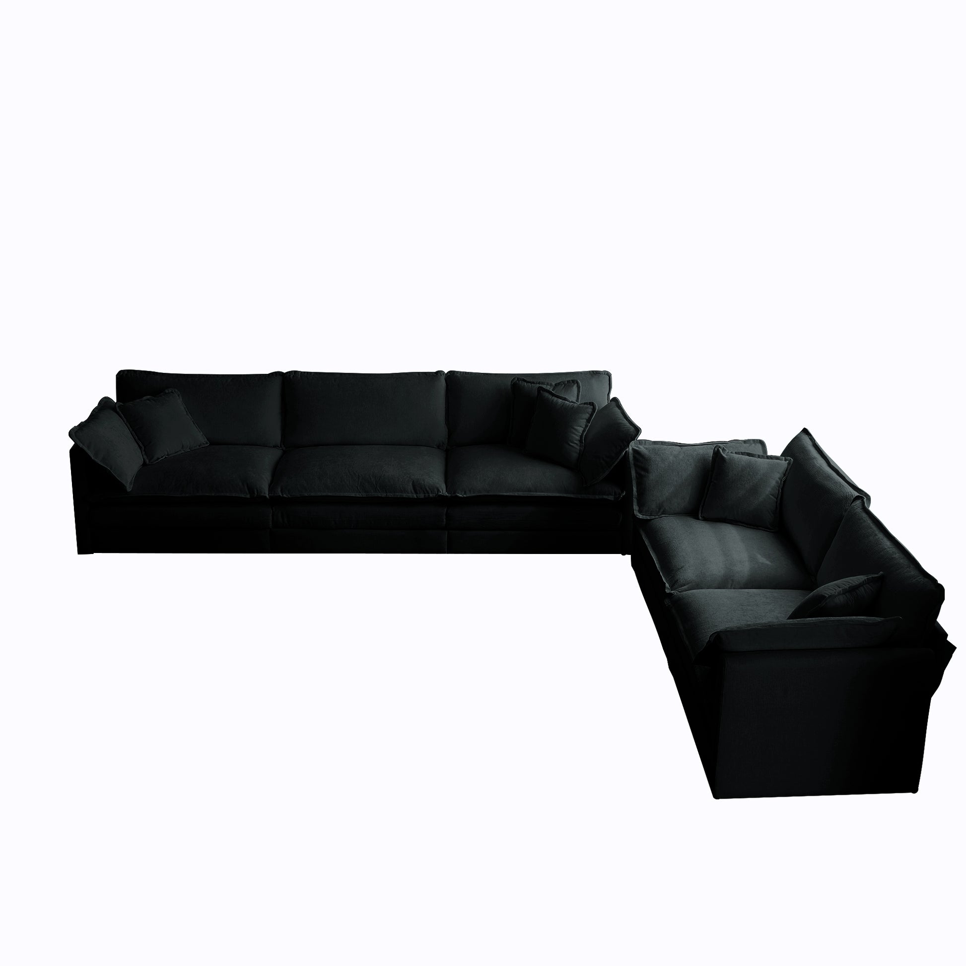 Sofa Set Of 2 Chenille Couch, 2 3 Seater Sofa Set Deep Seat Sofa, Modern Sofa Set For Living Room, Black Chenille Black Chenille 5 Seat