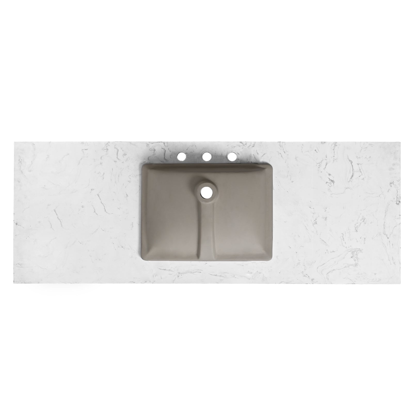 60"X 22" Bathroom Stone Vanity Top Engineered Color With Undermount Ceramic Sink And 3 Faucet Hole With Backsplash White Stone