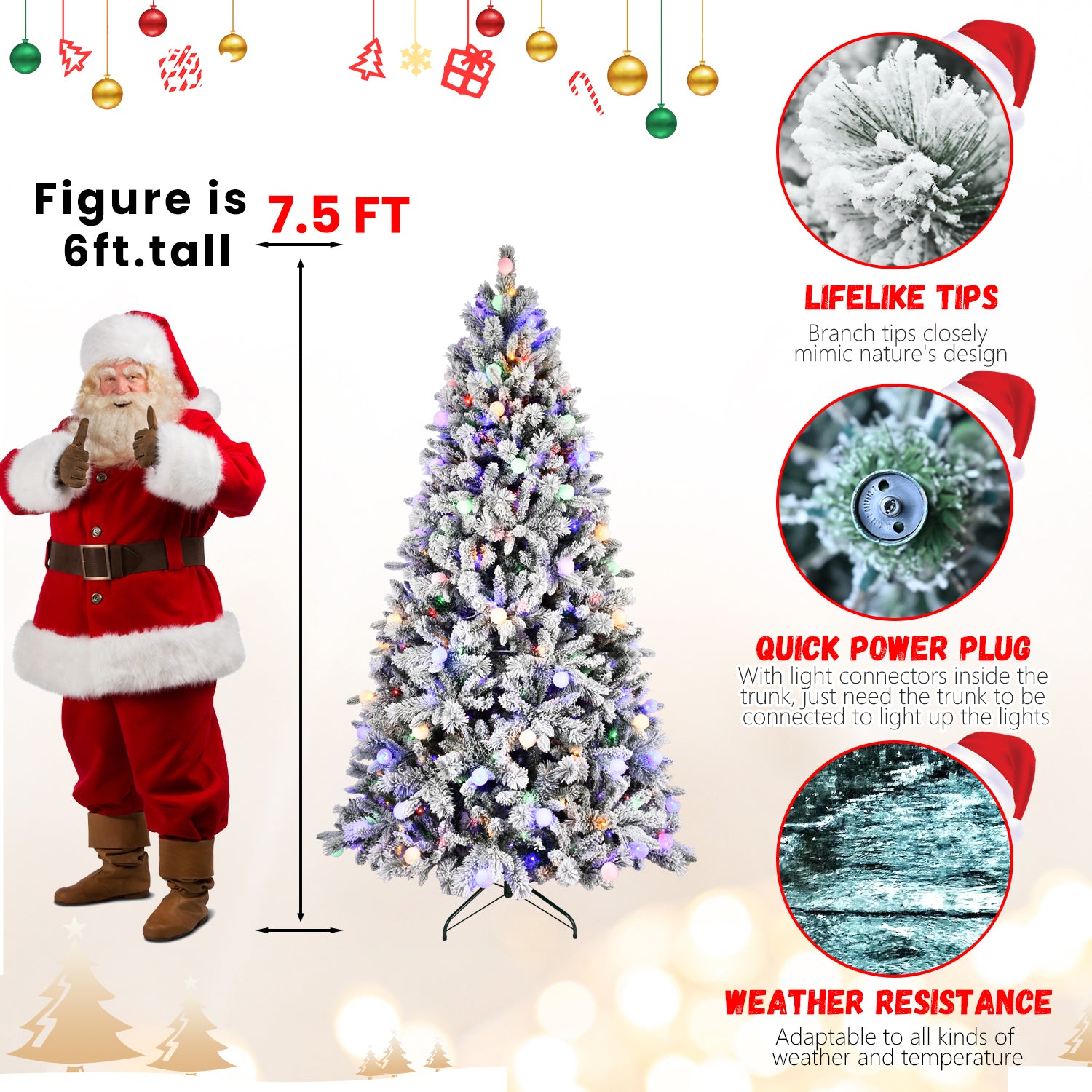8Ft Pe Pvc Pine Mixed Christmas Tree With Colorful Warm Light 10 Function Led, Memory Wire & Easy Power Technology Green,White Polyethylene