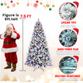 7.5Ft Pe Pvc Pine Mixed Christmas Tree With Colorful Warm Light 10 Function Led, Memory Wire & Easy Power Technology Green,White Polyethylene