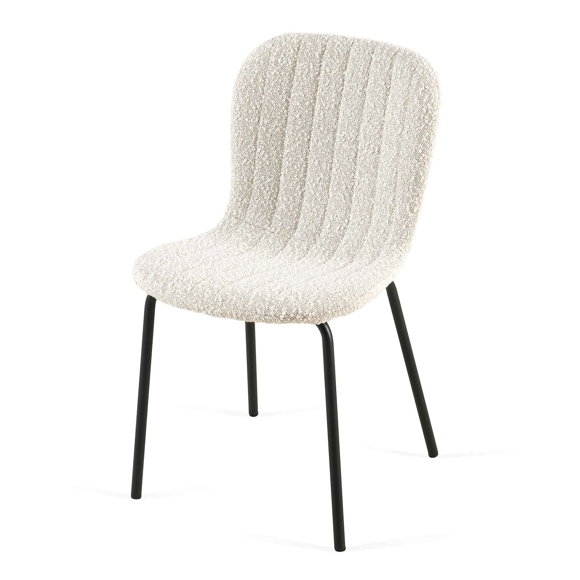 Off White Boucle Dining Chairs Set Of 4,Mid Century Modern Upholstered Pu Leather Chairs,For Kitchen Dining Room Off White Dining Room Foam Dry Clean Modern Dining Chairs Set Of 4 Or More Boucle