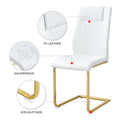 Table And Chair Set, The Table Is Equipped With A Marble Patterned Mdf Tabletop And Gold Table Legs.Dining Chairs,Gold Legged Upholstered Chairs Made Of Artificial Leather. Gold White Seats 6 Mdf
