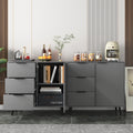 Storage Cabinet With 3 Drawers & Adjustable Shelf, Mid Century Cabinet With Door, Accent Cabinet For Living Room, Home Office, Entryway, Gray 3 4 Drawers Gray Particle Board