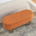 Ottoman Oval Storage Bench,Rubber Wood Leg,Orange 46.