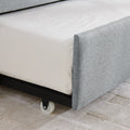 Full Size Daybed With Trundle Upholstered Sofa Bed, With Vertical Stripes, Linen Fabric, Grey 82.5