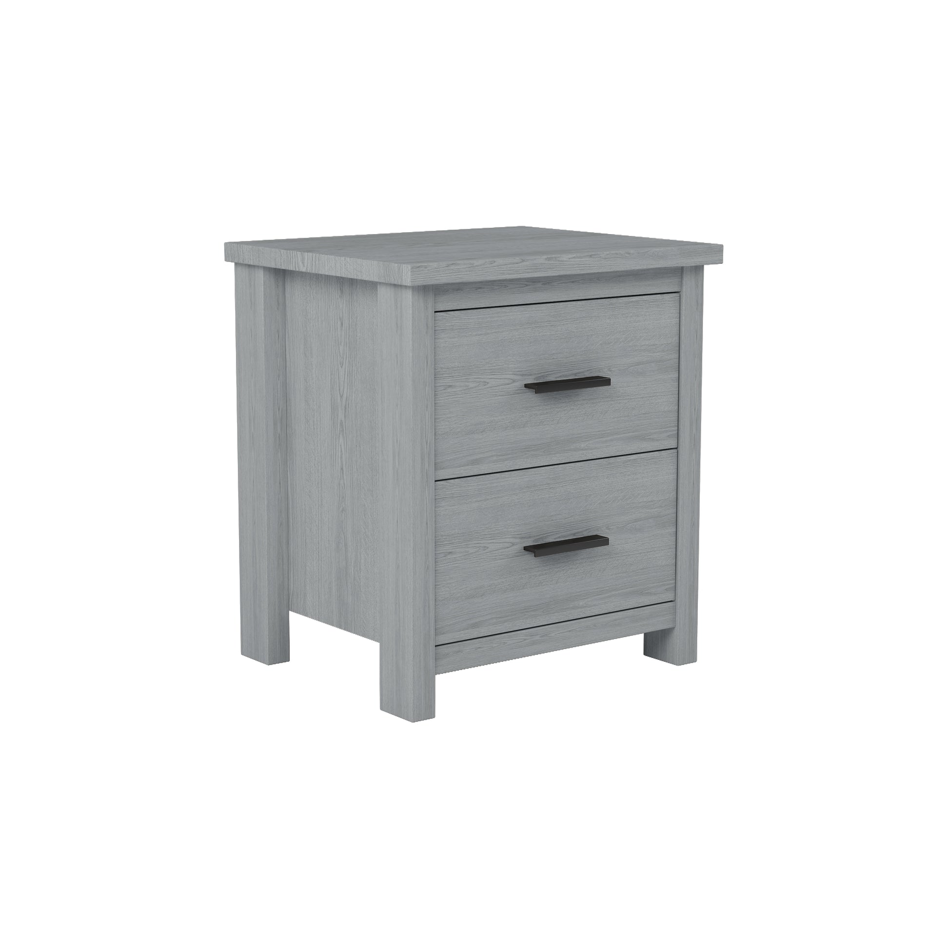 Vintage Two Drawer Wooden Nightstand, Simple And Generous, Large Storage Space,Light Gray Light Gray Particle Board Mdf