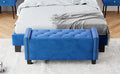 Upholstered Velvet Storage Ottoman Bench For Bedroom, End Of Bed Bench With Rivet Design, Tufted Foot Rest Stool,Blue Blue Blue Mdf