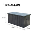 120 Gallon Outdoor Storage Deck Box Waterproof, Large Patio Storage Bin For Outside Cushions, Throw Pillows, Garden Tools, Lockable Dark Gray Dark Gray Steel