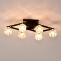 6 Light Crystal Ceiling Light For Dining Room, Modern Ceiling Lamp With Light Fixture For Farmhouse Entryway Living Room 6*G9 Bulbs Included Matte Black Ceiling Lights American