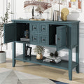 Cambridge Series Large Storage Vintage Console Table With Four Small Drawers And Bottom Shelf For Living Rooms, Entrances And Kitchens Dark Blue,Old Sku: Wf190263Aam Dark Blue Solid Wood Mdf