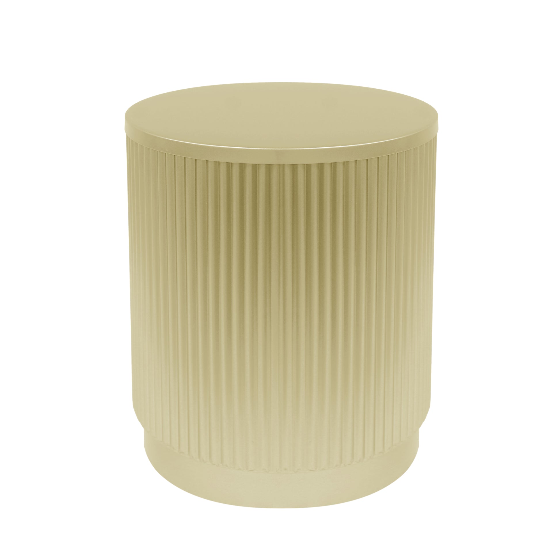 Golden Round Side Table With Vertical Stripes Gold Iron