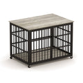 Furniture Style Dog Crate Wrought Iron Frame Door With Side Openings, Grey, 43.3''W X 29.9''D X 33.5''H. Grey Particle Board