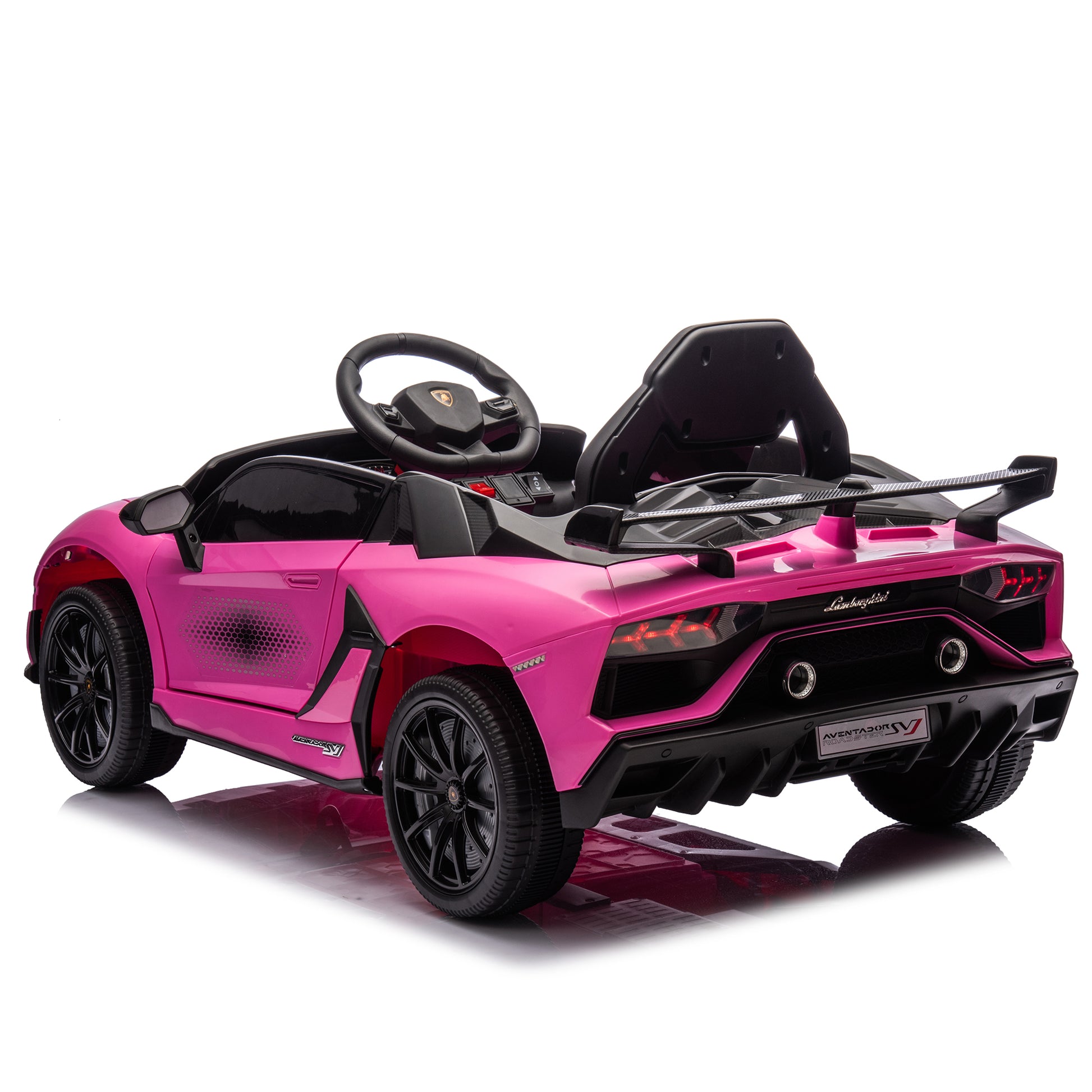 12V Kids Ride On Car W Parents Remote Control,Licensed Lamborghini Aventador Xago,Hydraulic Pressure Door,Slow Start,Early Education,Bluetooth,Adjustable Volume,Mp3,Usb,Led Lights For Kids Aged 2 4. Pink 50 99 Lbs Polypropylene