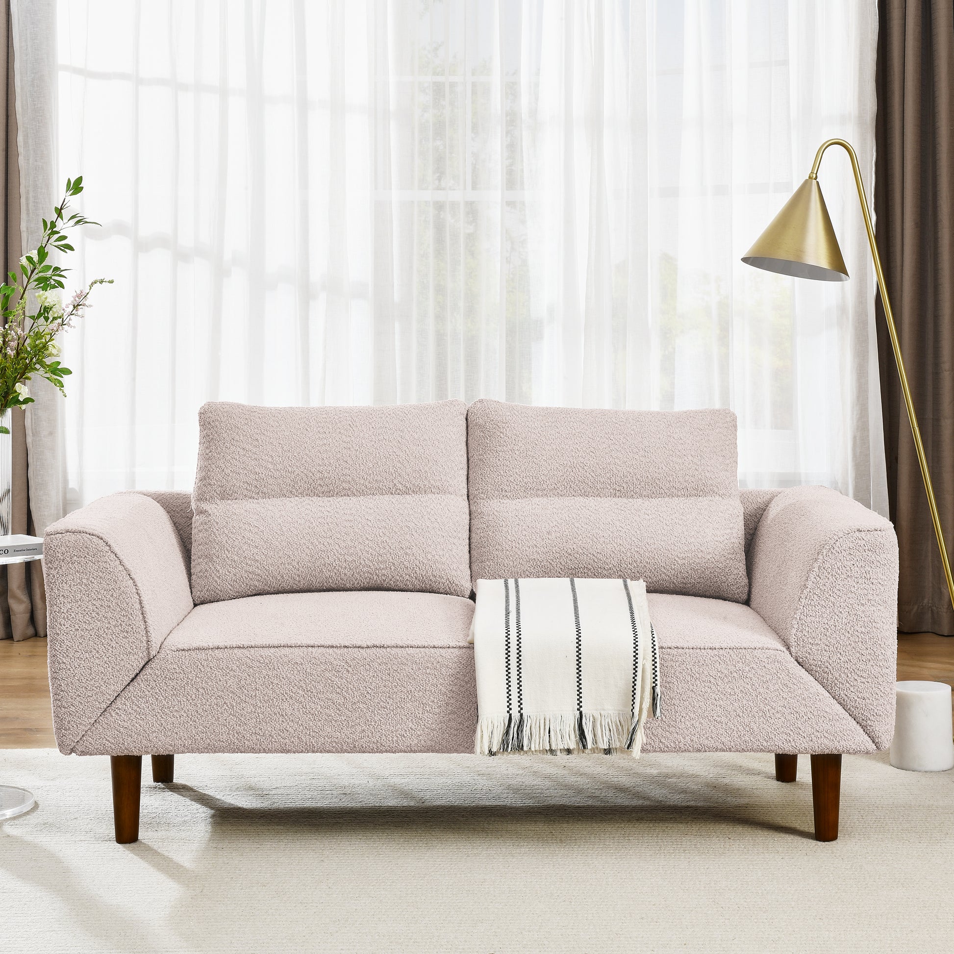 Convertible Futon Sofa Bed, Comfy Loveseat Sleeper Sofa With Adjustable Armrest, Strengthen Wood, Thick Padded Cushion, Small 2 Seater Couch For Living Room, Bedroom, Pink Pink Foam 2 Seat