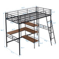 Twin Size Metal Loft Bed And Built In Desk And Shelves,Black Old Dku:Wf280270Aab Twin Black Metal