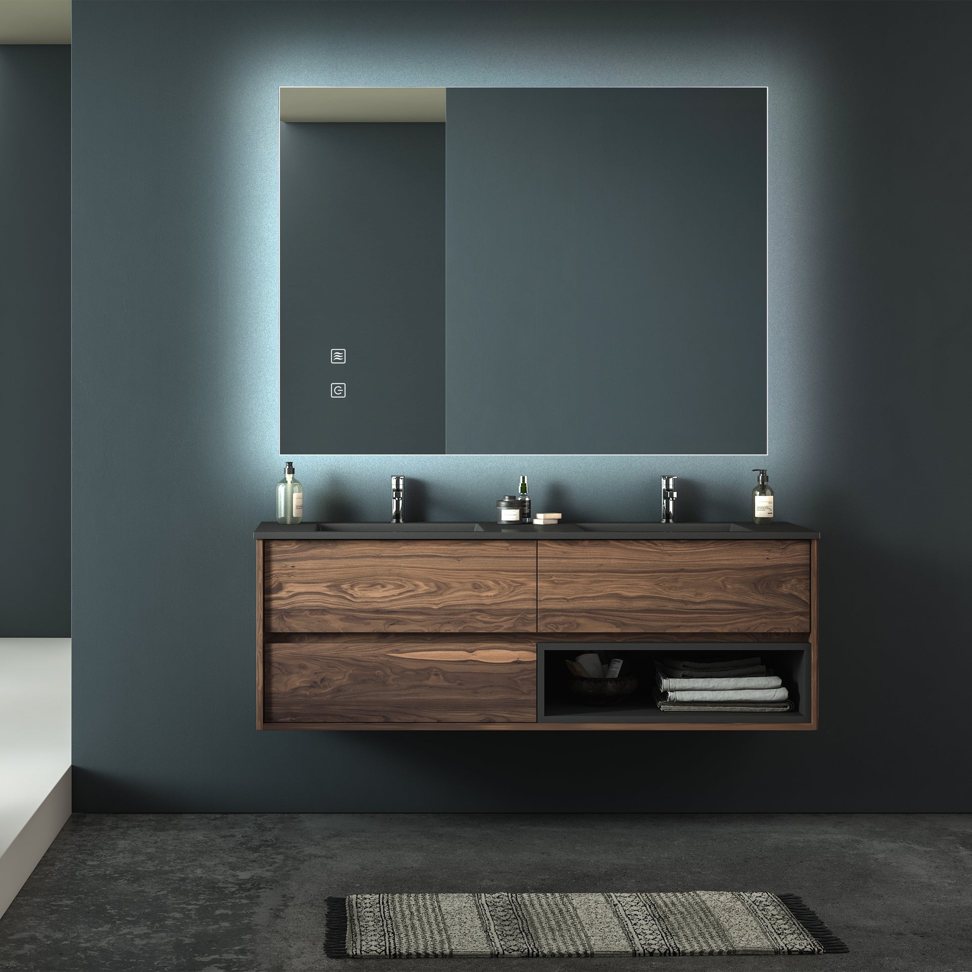 36X28 Inch Bathroom Led Classy Vanity Mirror With High Lumen,Dimmable Touch,Wall Switch Control, Anti Fog ,Cri 90 Adjustable 3000K 4500K 6000K ,Ip54 Waterproof Energy Saving Vertical & Horizontal Silver Glass