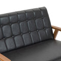 Coolmore Mid Century Modern Solid Loveseat Sofa Upholstered Pu Leather Loveseat, 2 Seat Upholstered Loveseat Sofa Modern Couch Black Pu Pu Leather 2 Seat