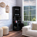 Kava Being Corner Bar Cabinet, Glass Rack, Double Door Cabinet, Eight Built In Wine Rack Black Black Particle Board Particle Board