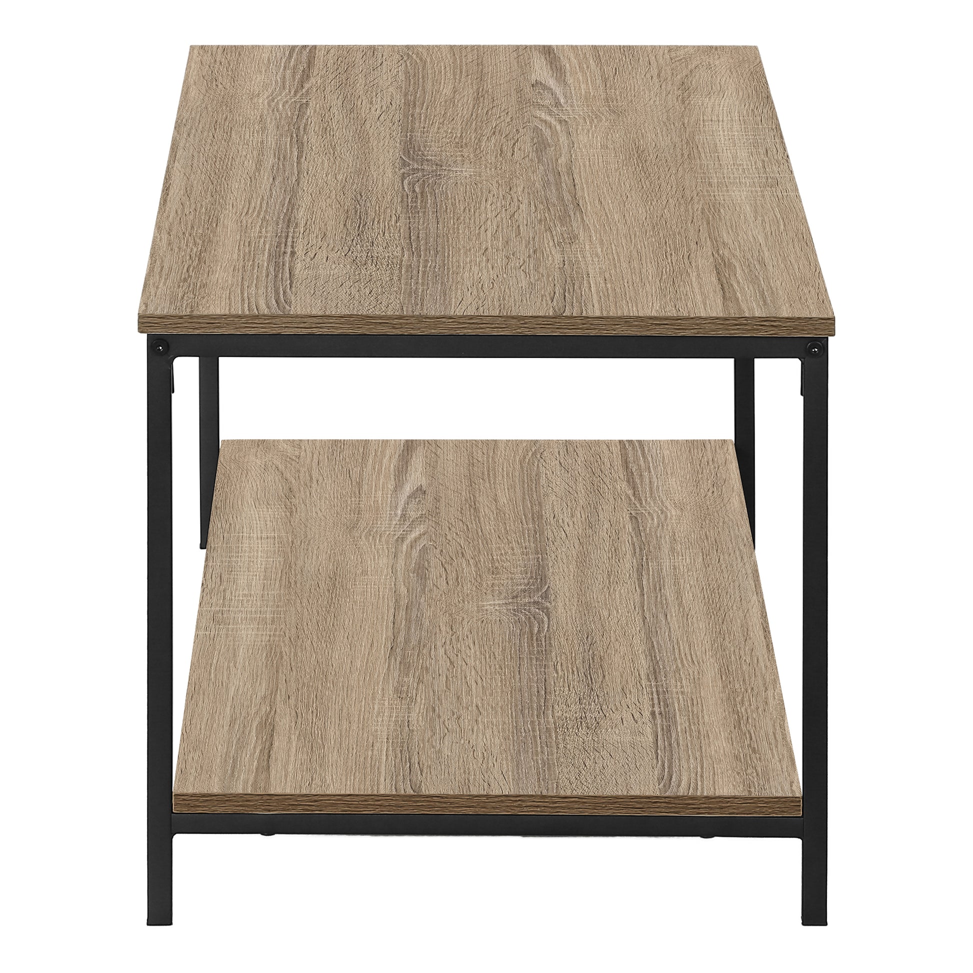 Coffee Table, Accent, Cocktail, Rectangular, Living Room, 40"L, Brown Laminate, Black Metal, Contemporary, Modern Taupe Mdf