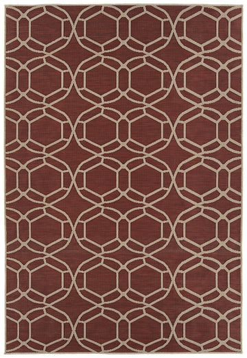 Contemporary, Transitional, Geometric, Textured, High Low Cut & Loop 2' X 3' Rectangle Throw Rug Red Polypropylene