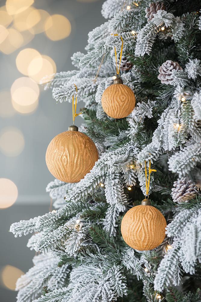 D3.9" Christmas Ball Ornaments, Glass Decorative Hanging Ball Christmas Tree Ornaments For Holiday Party Decorations, Set Of 6 Gold Glass