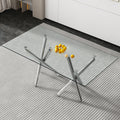 Large Modern Minimalist Rectangular Glass Dining Table For 6 8 With 0.39