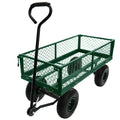 3 Cu. Ft. 300 Lbs. Capacity Removable Sides Metal Steel Mesh Heavy Duty Utility Wagon Outdoor Garden Cart In Green Green Steel