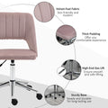 Vinsetto Modern Mid Back Office Chair With Velvet Fabric, Swivel Computer Armless Desk Chair With Hollow Back Design For Home Office, Pink Pink Polyester