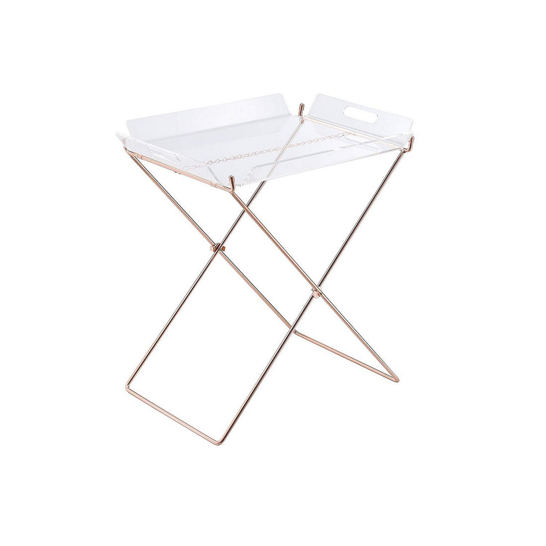 Modish Tray Table, Clear Acrylic & Copper Clear Acrylic