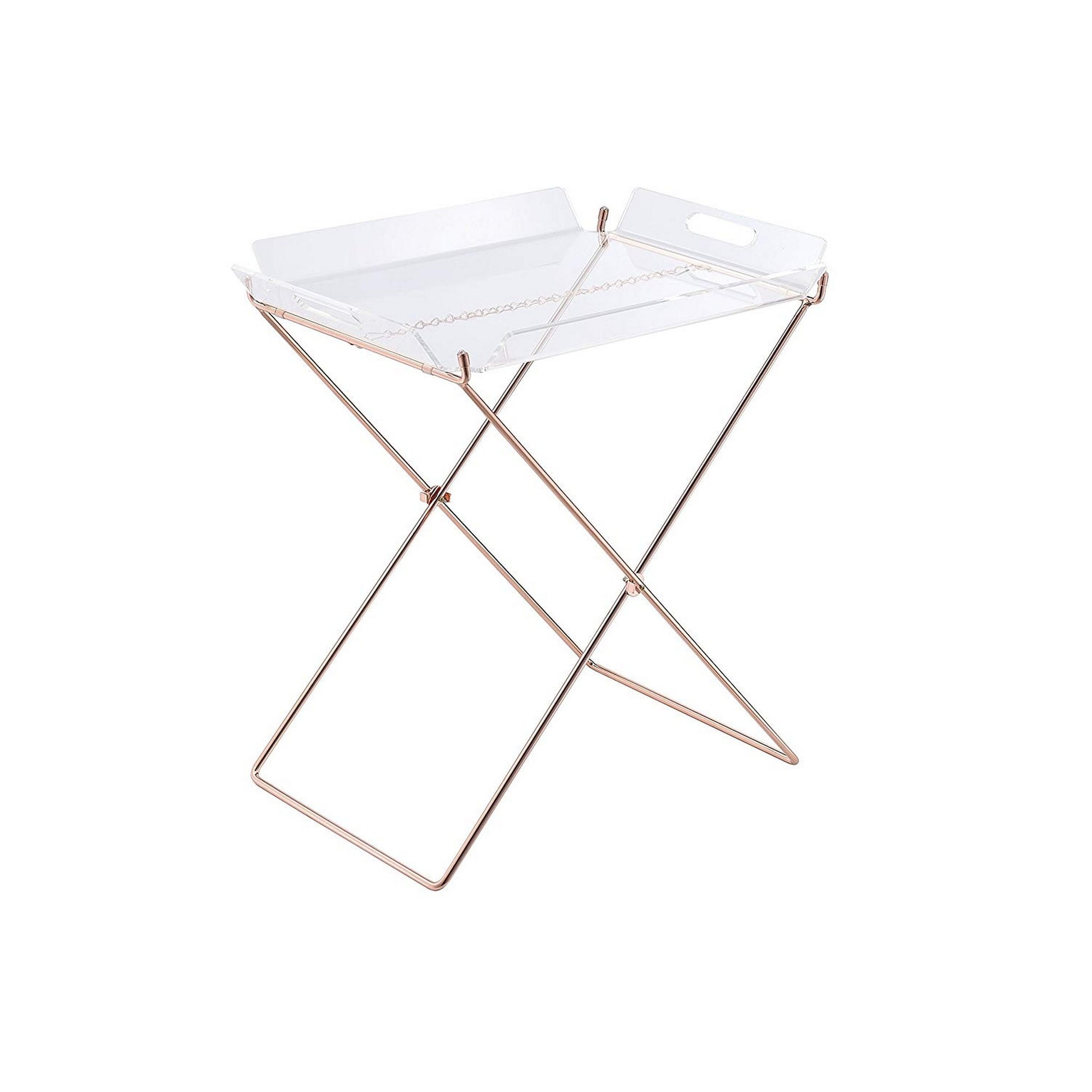Modish Tray Table, Clear Acrylic & Copper Clear Acrylic