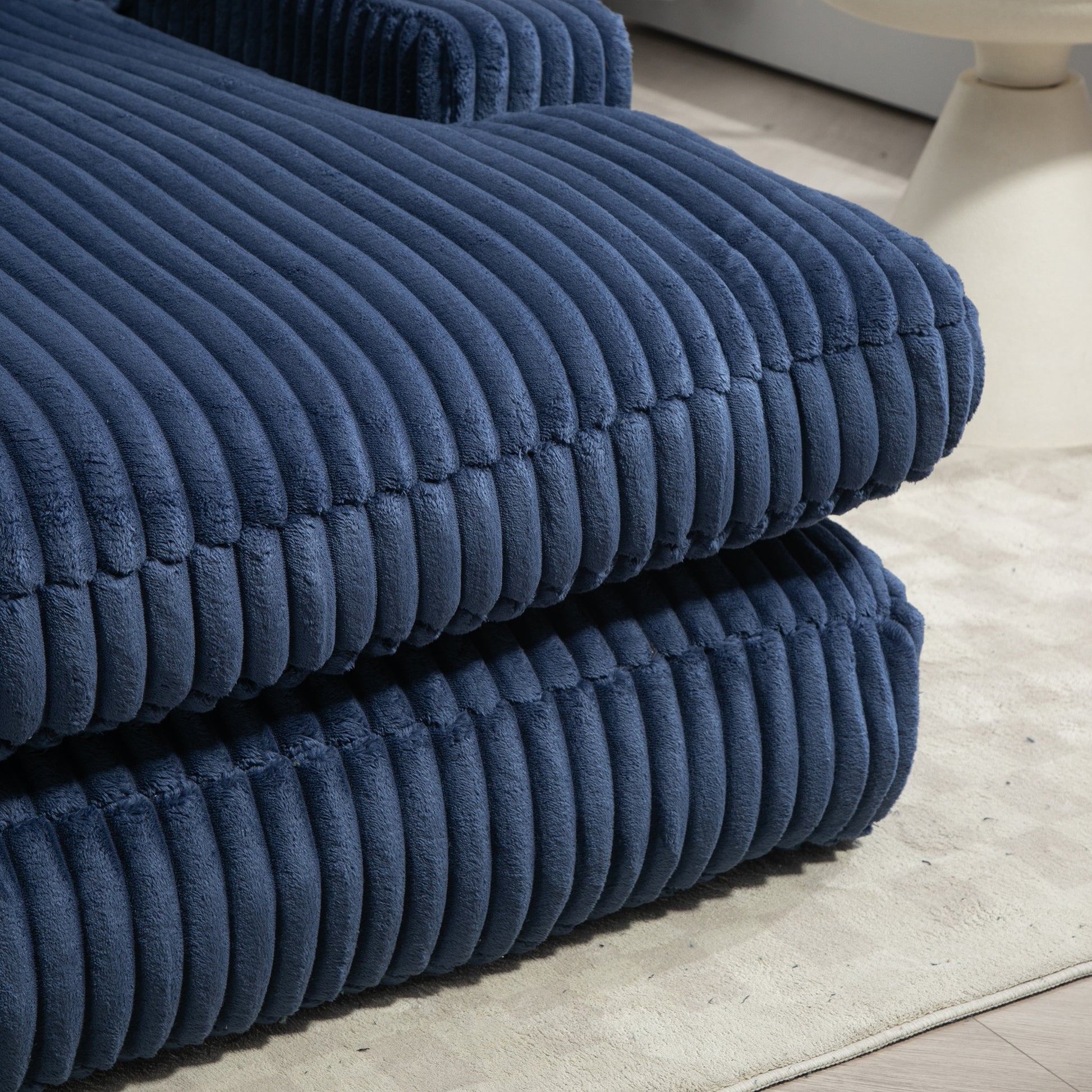 Coolmore Corduroy Lazy Sofa With 3 Back Pillows,Comfy Sofa Deep Seat Couch For Living Room,Club Navy Navy Primary Living Space Foam Corduroy 1 Seat