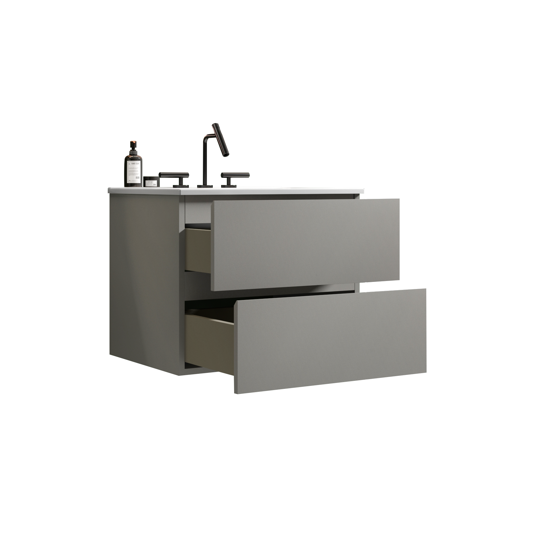 Tia 24" Wall Mount Space Grey Bathroom Vanity With Ceramic Sink With Three Faucet Holes, Large Storage Floating Bathroom Vanity For Modern Bathroom, One Piece Sink Basin Without Drain, Pre Assembled