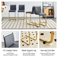 Modern Pu Leather Upholstered Bar Chairs With C Shaped Gold Plated Metal Legs Are Suitable For Dining Rooms, Kitchens, Terraces And Guest Office Chairs Gray Pu