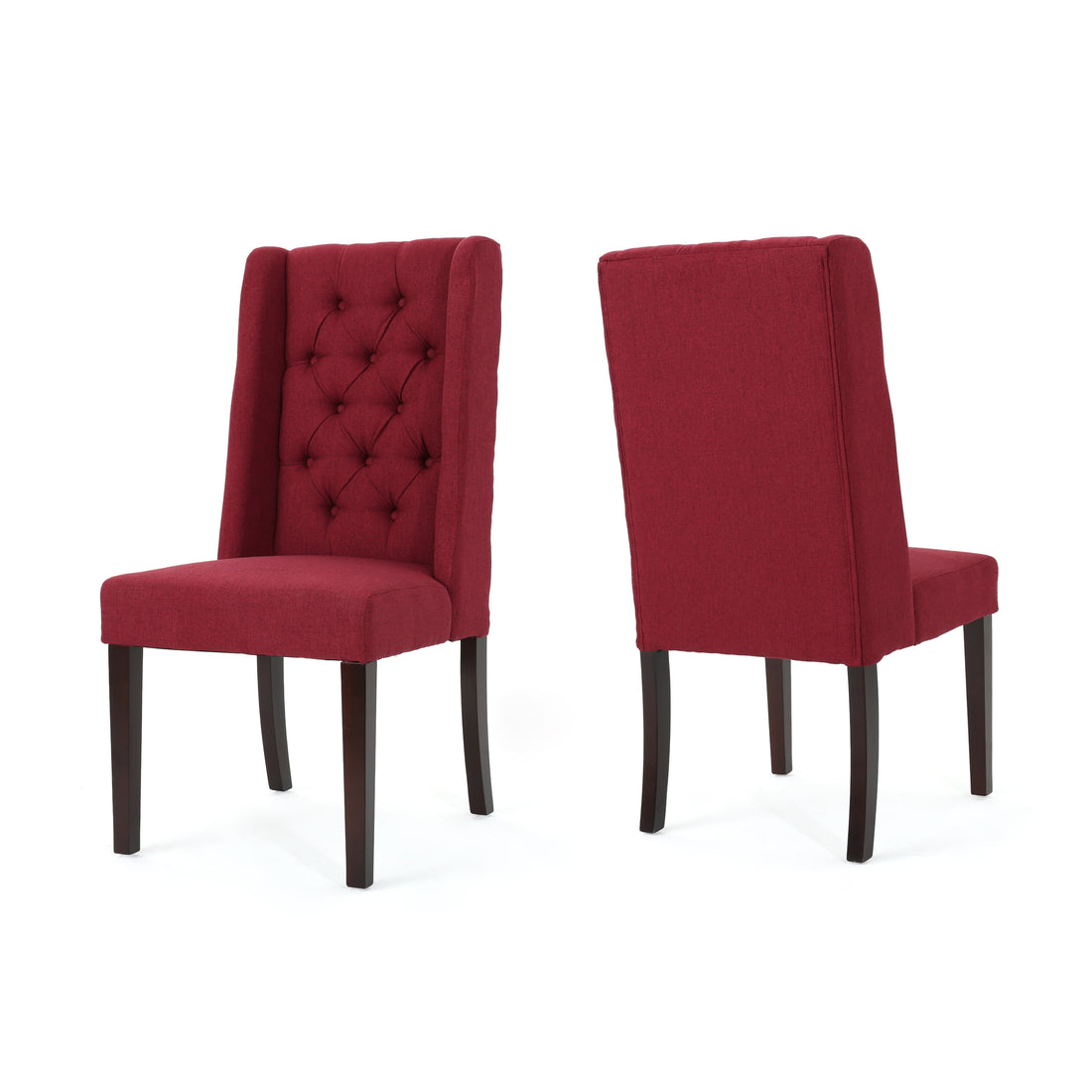 Dining Chair Red Wood Fabric