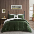 Plush To Sherpa Down Alternative Comforter Set Queen Green Ivory Polyester