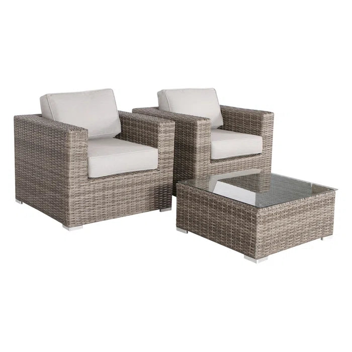 Fully Assembled Rattan Wicker 2 Person Seating Set With Cushions Gray,Grey Mix Wicker
