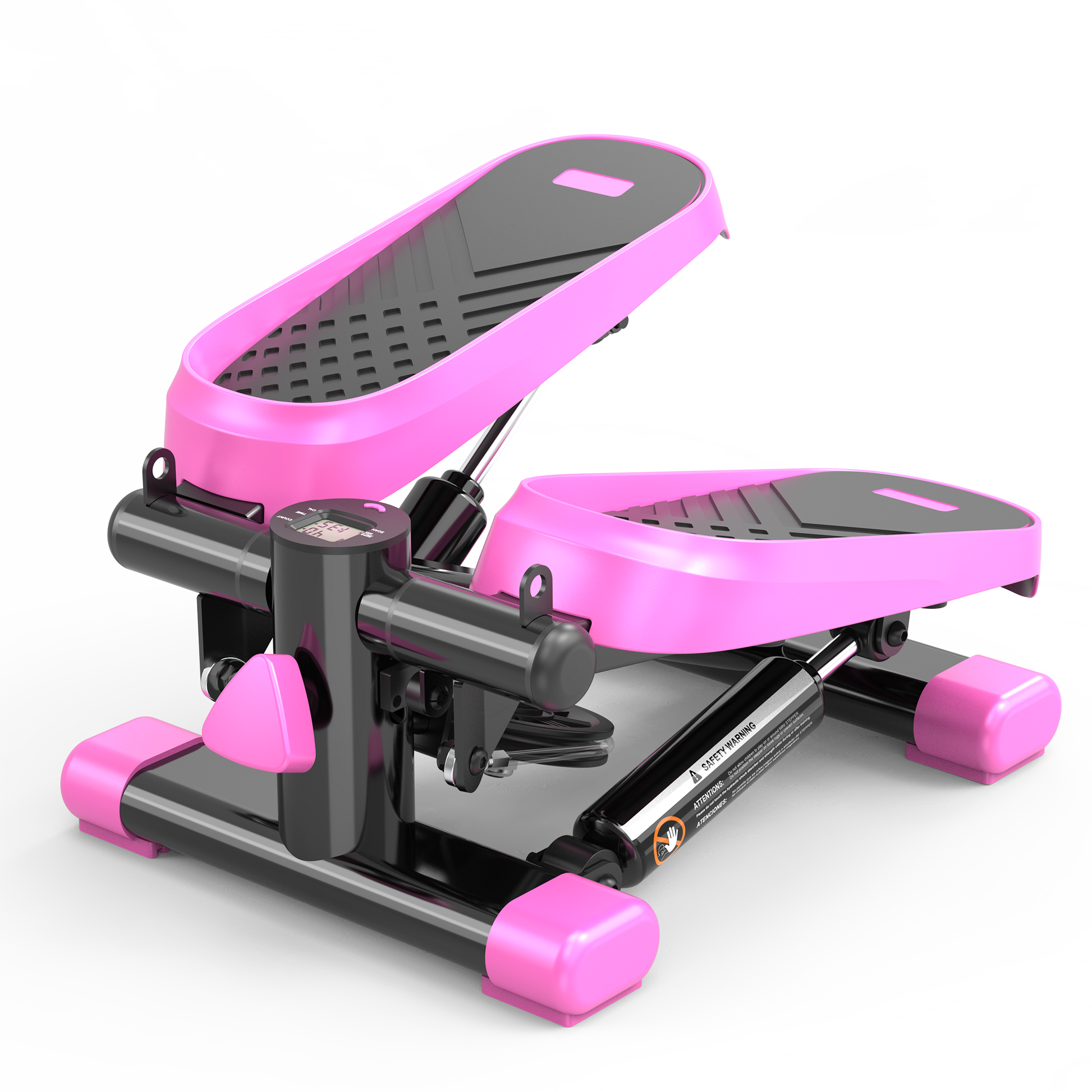 Home Office Exercise 330Lbs Capacity Mini Stepper With Resistance Bands And Lcd Monitor Pink Black Steel