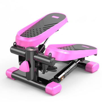 Home Office Exercise 330Lbs Capacity Mini Stepper With Resistance Bands And Lcd Monitor Pink Black Steel