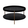 2 Piece Modern 2 Tier Round Coffee Table Set For Living Room,Easy Assembly Nesting Coffee Tables, End Side Tables For Bedroom Office Balcony Yard,Black Mdf Matt Black Mdf Metal