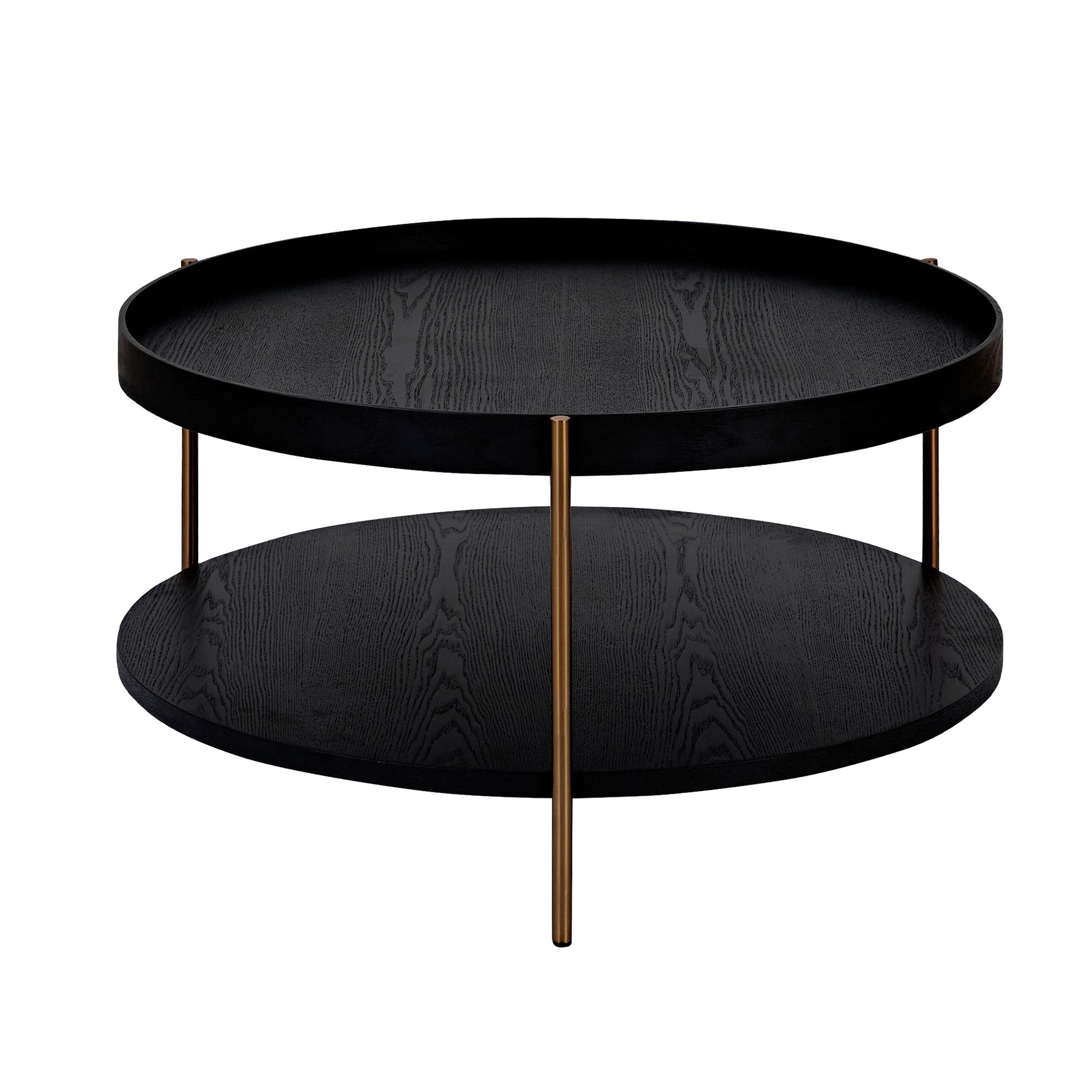 2 Piece Modern 2 Tier Round Coffee Table Set For Living Room,Easy Assembly Nesting Coffee Tables, End Side Tables For Bedroom Office Balcony Yard,Black Mdf Matt Black Mdf Metal