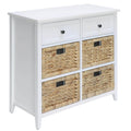 White 6 Drawer Console Cabinet Freestanding 5 Or More Drawers Wicker White Primary Living Space Drawers Included Transitional Mdf