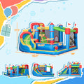 Outsunny 6 In 1 Inflatable Bounce House With Slide, Climbing Wall, Water Cannon, And More, Inflatable Water Slide For Kids With 2 Min. Inflation With Inflator Multicolor Oxford Fabric