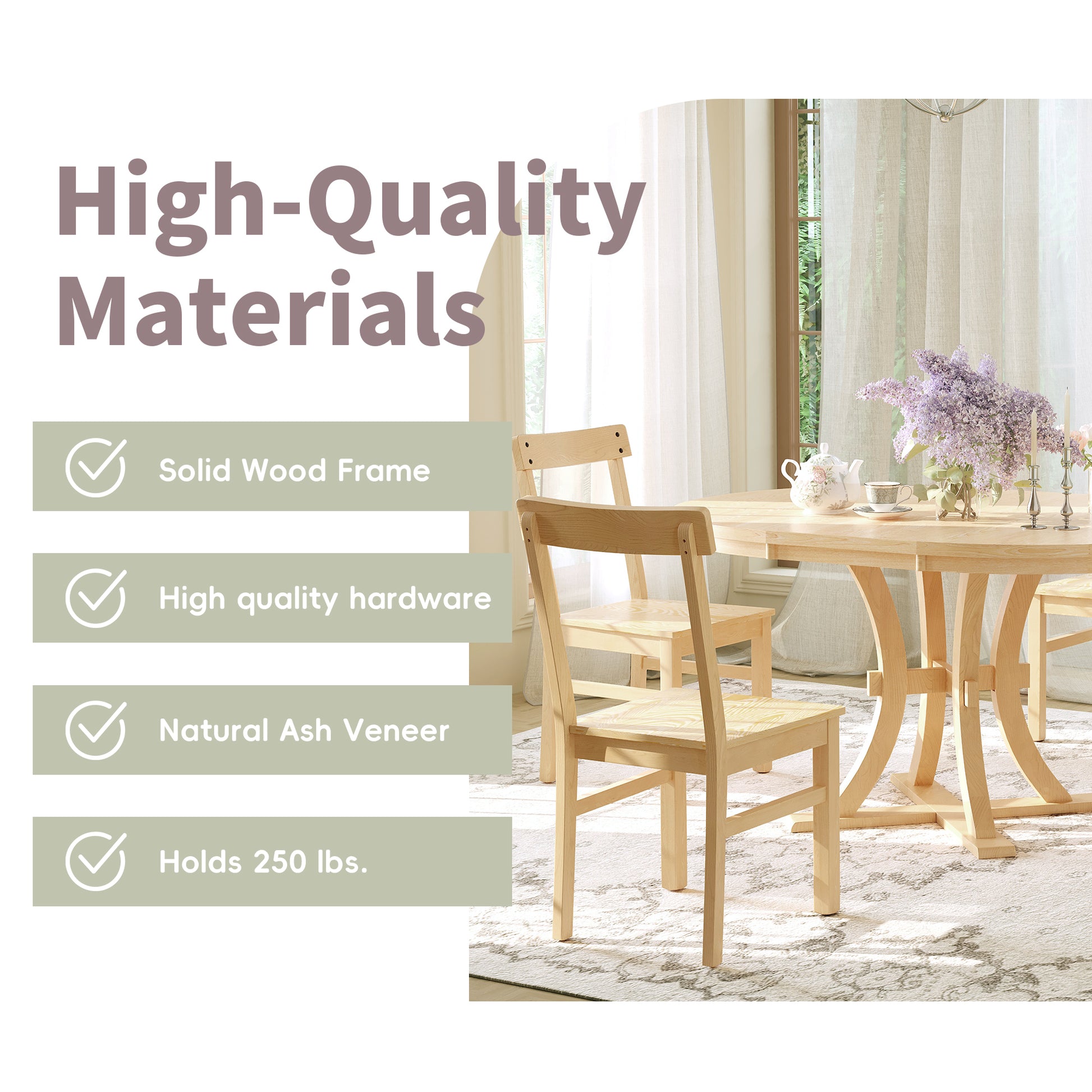 5 Piece Rustic Round Pedestal Extendable Dining Table Set With 15.7" Removable Leaf And Simple Dining Chirs For Small Places, Natural Wood Dining Room Extendable Rubberwood Oval Dining Table With Chair Wood Wood Natural Seats 4 Removable Leaf Farmhouse