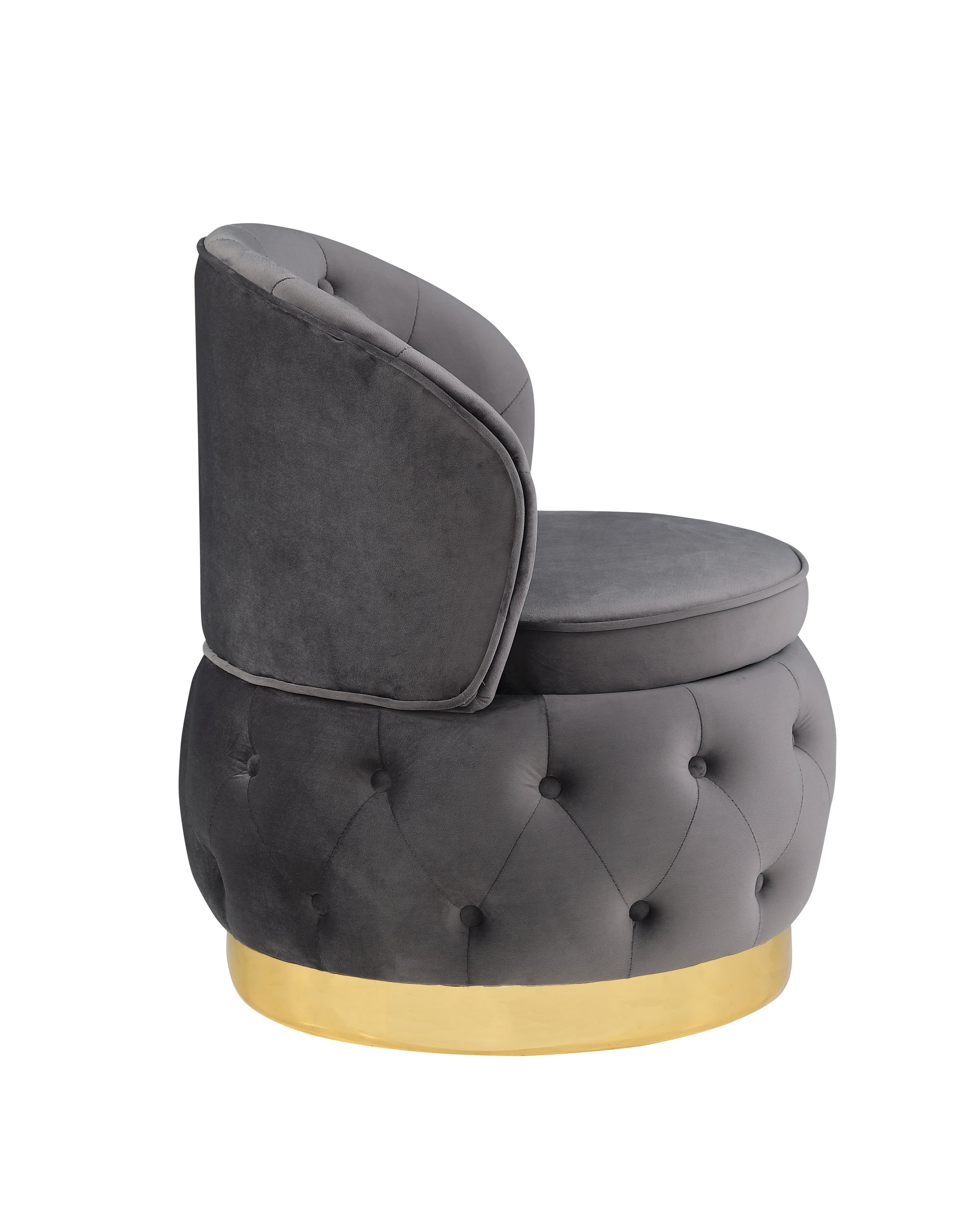 360 Degree Swivel Cuddle Barrel Accent Storage Chairs Gray Velvet
