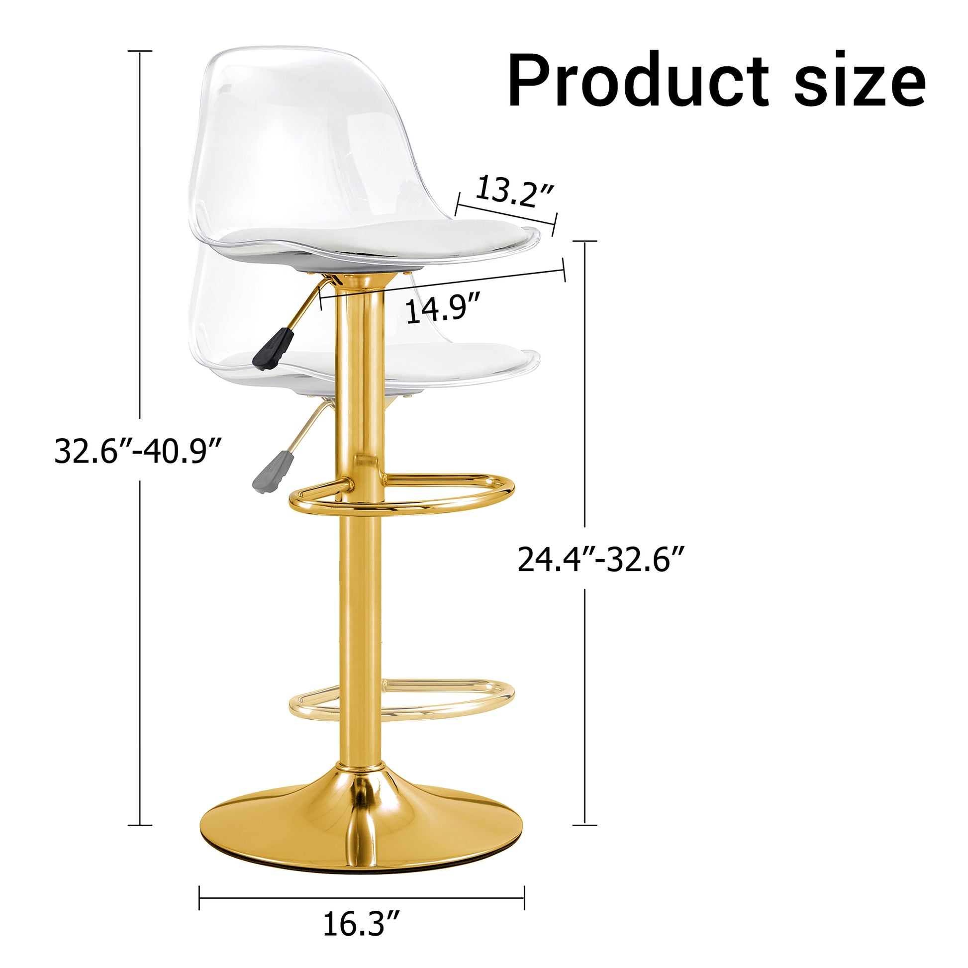 Modern Minimalist Bar Chairs And Bar Stools. Can Rotate 360 And Adjust Lifting. Pet Backrest And Pu Seats. Set Of 2. Suitable For Bars, Restaurants, And Front Desk Cashiers. Gold Set Of 2 Pu