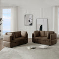 Living Room Furniture Sets, 2 Piece Comfy Upholstered Sofa Couch Set, Mid Century Modern Loveseat Sofa Sets With Storage Space Small Spaces Under Seats, Adjustable Arms And Backs Brown Brown Polyester 4 Seat